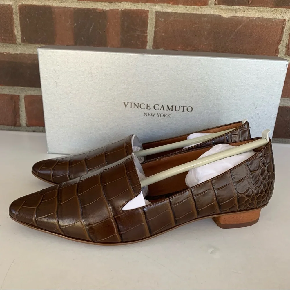 Vince Camuto Kikie brown leather Slip On Flats Loafers Women’s US 6 M - Picture 3 of 8